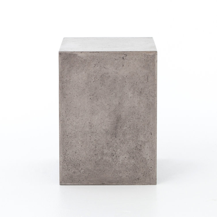 Dark Gray Concrete Rectangular End Table with Shelf