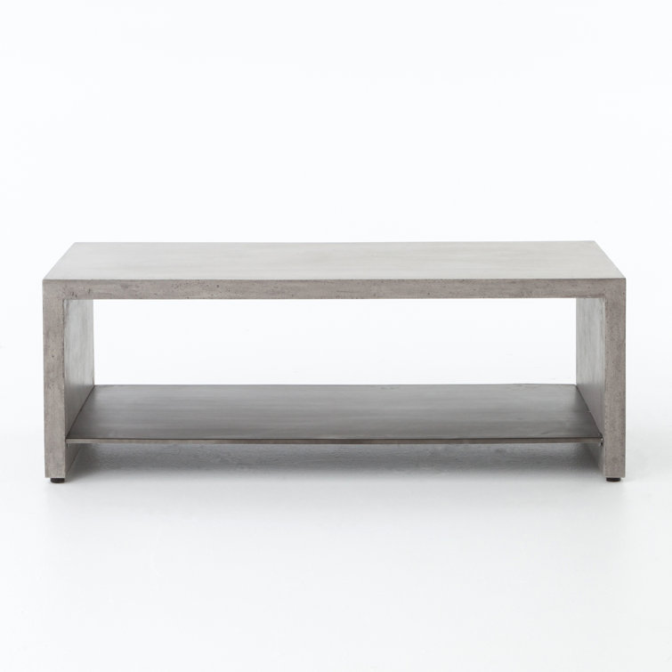 Gray Concrete and Iron Rectangular Cocktail Table