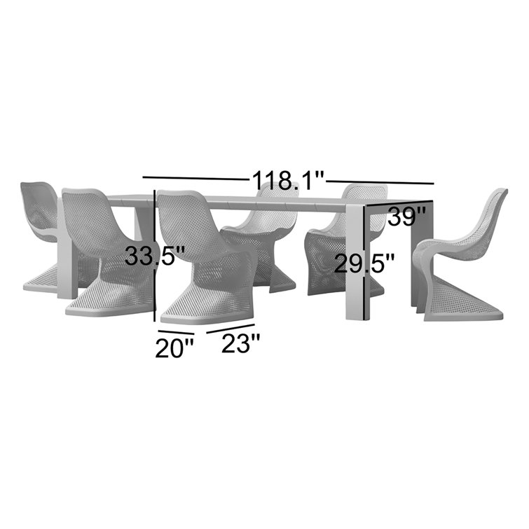 Siesta Bloom 118'' Dark Gray Extendable Outdoor Dining Set for 6