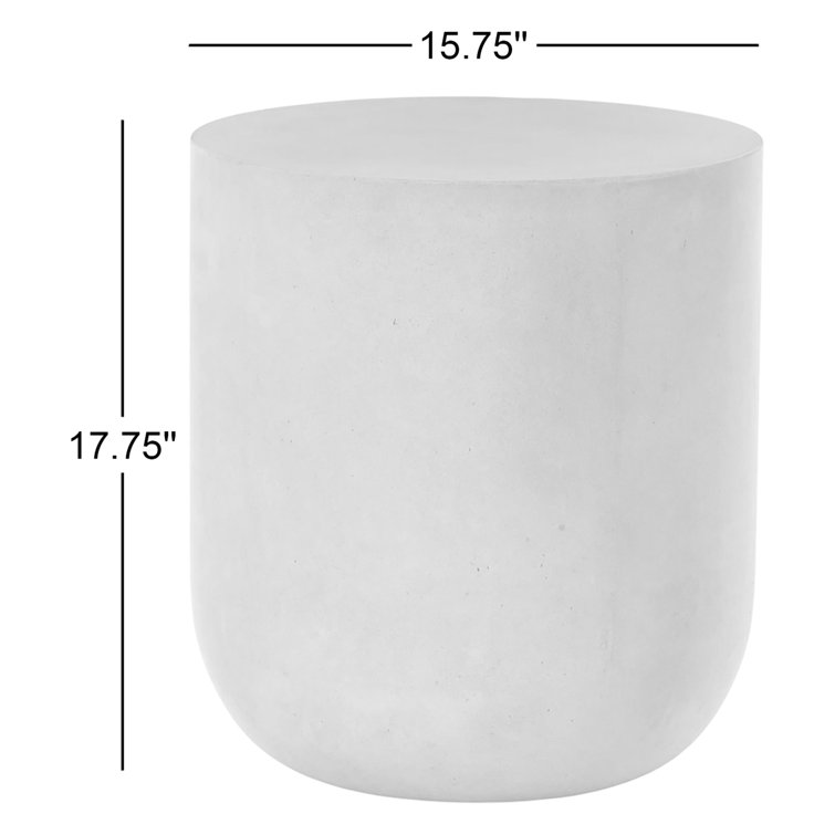 Contemporary Gray Concrete Round Side Table, 15.75"