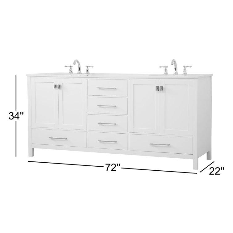 Black Double Sink Vanity with Engineered Marble Top