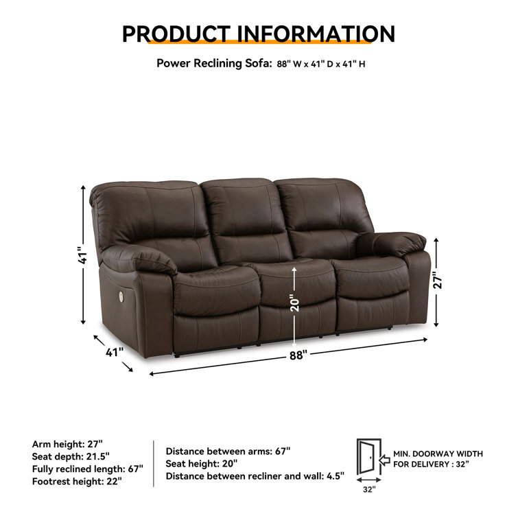 88" Dark Brown Faux Leather Power Reclining Sofa