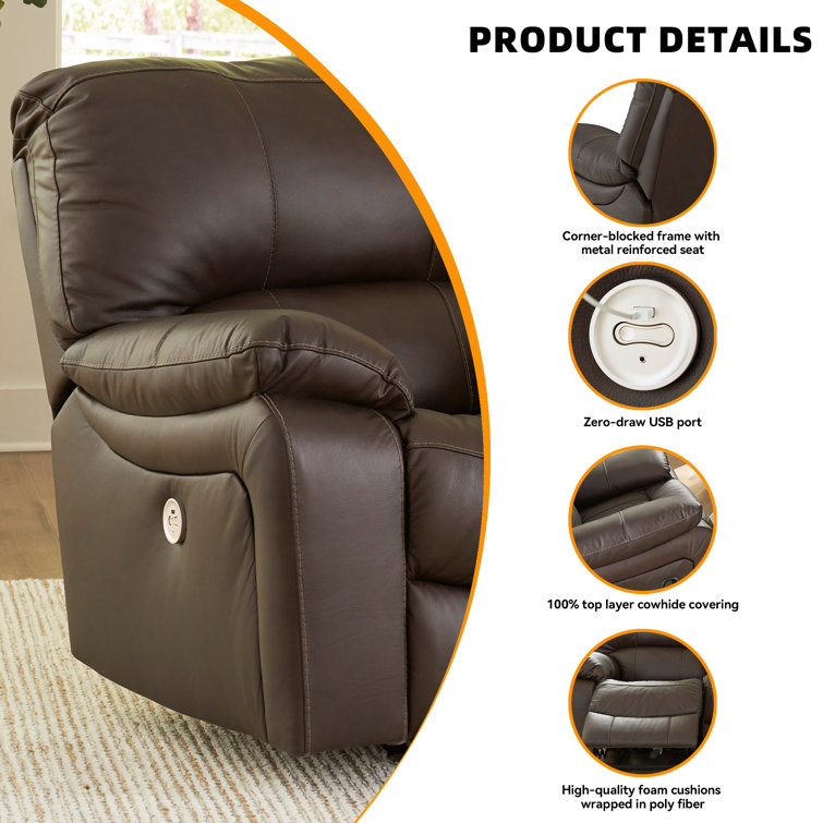 88" Dark Brown Faux Leather Power Reclining Sofa