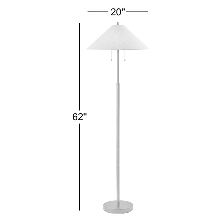 Walnut and Black 62" Wood and Metal Floor Lamp