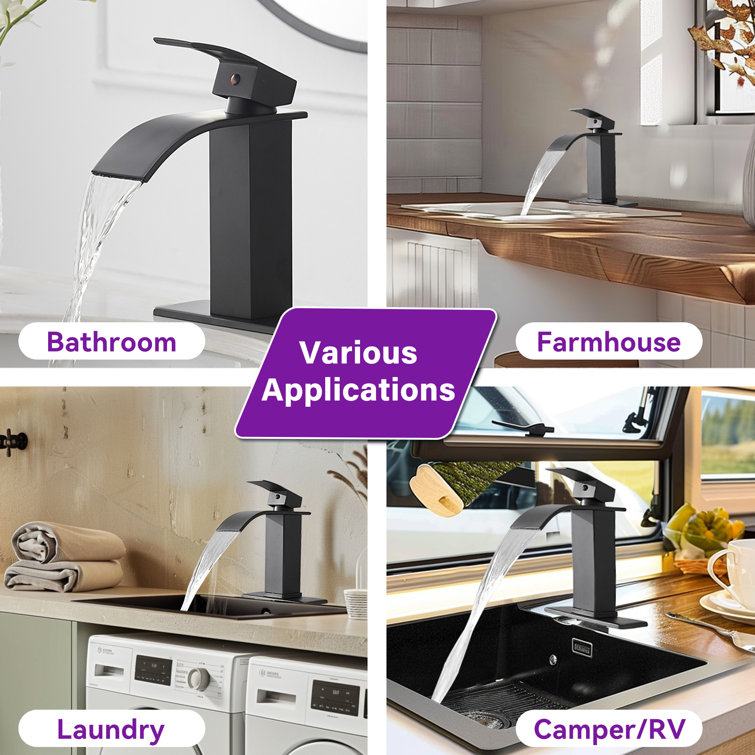 Matte Black Stainless Steel Single Handle Bathroom Faucet