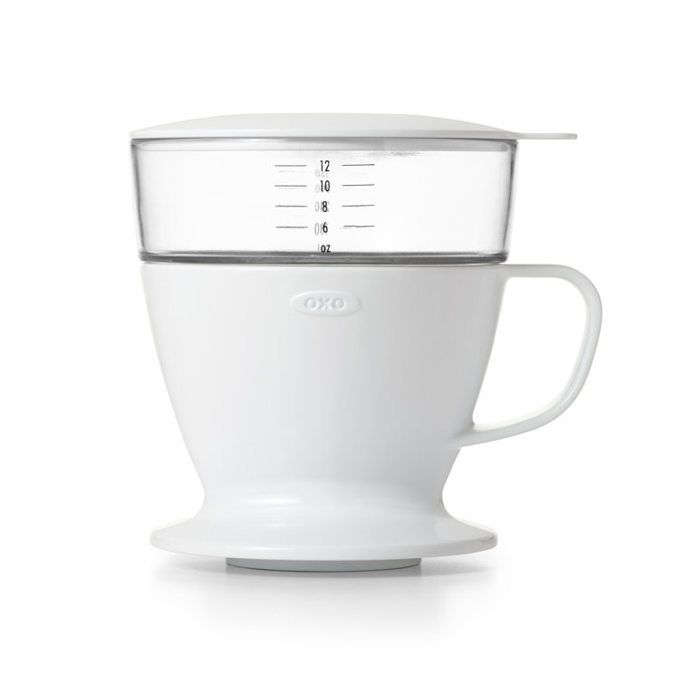 White 12 oz Single Serve Pour-Over Coffee Maker