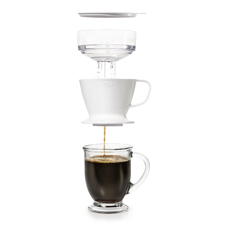 White 12 oz Single Serve Pour-Over Coffee Maker