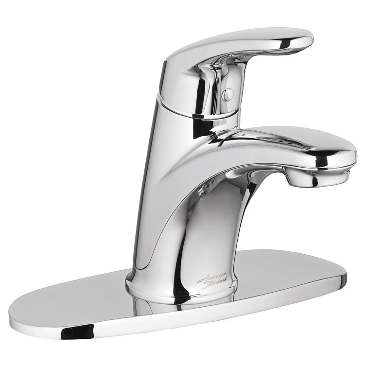 Polished Chrome Single-Handle Bathroom Faucet with Metal Drain