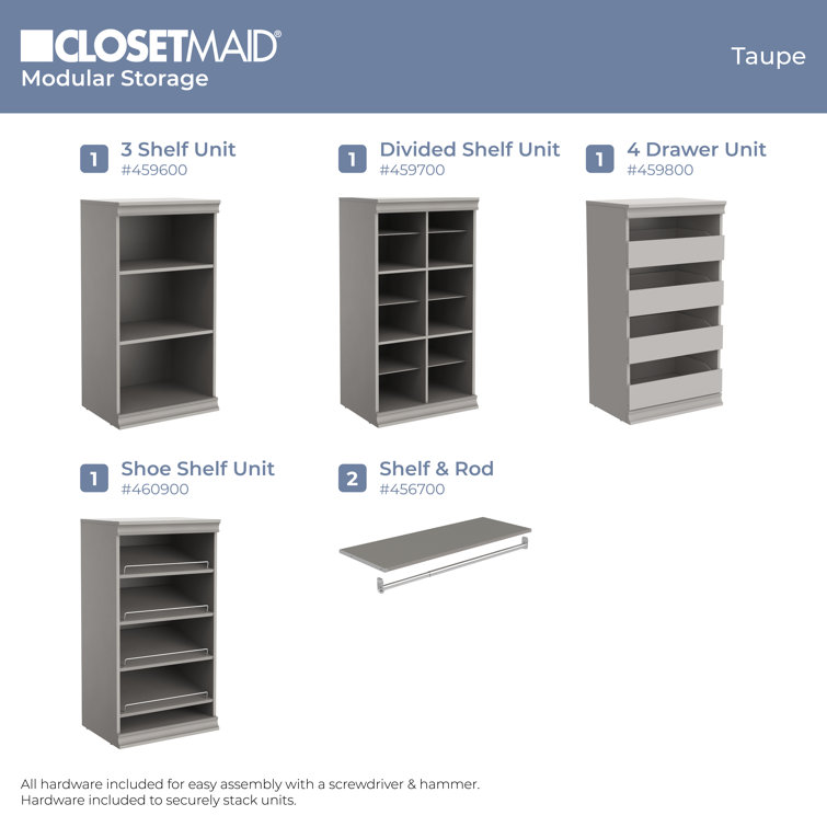 Taupe Modular Stackable Shoe Shelf with Metal Accents