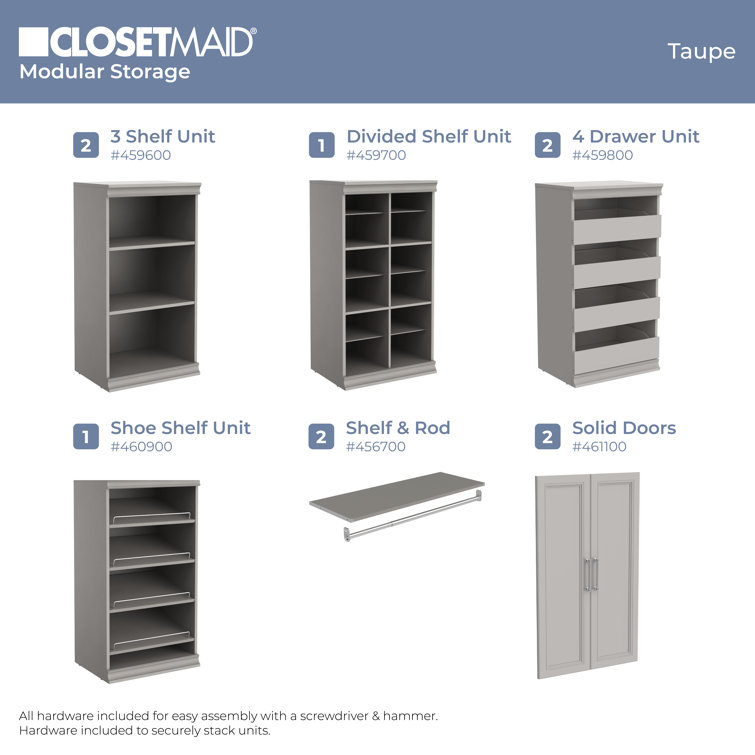 Taupe Modular Stackable Shoe Shelf with Metal Accents