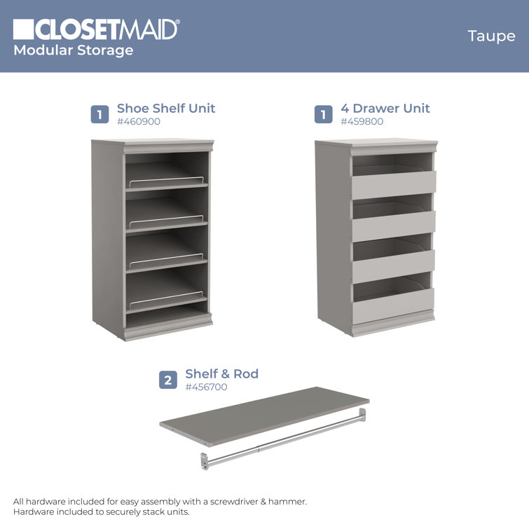 Taupe Modular Stackable Shoe Shelf with Metal Accents