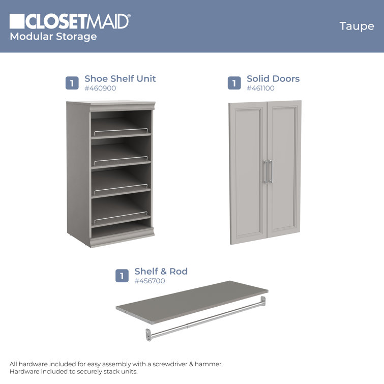 Taupe Modular Stackable Shoe Shelf with Metal Accents