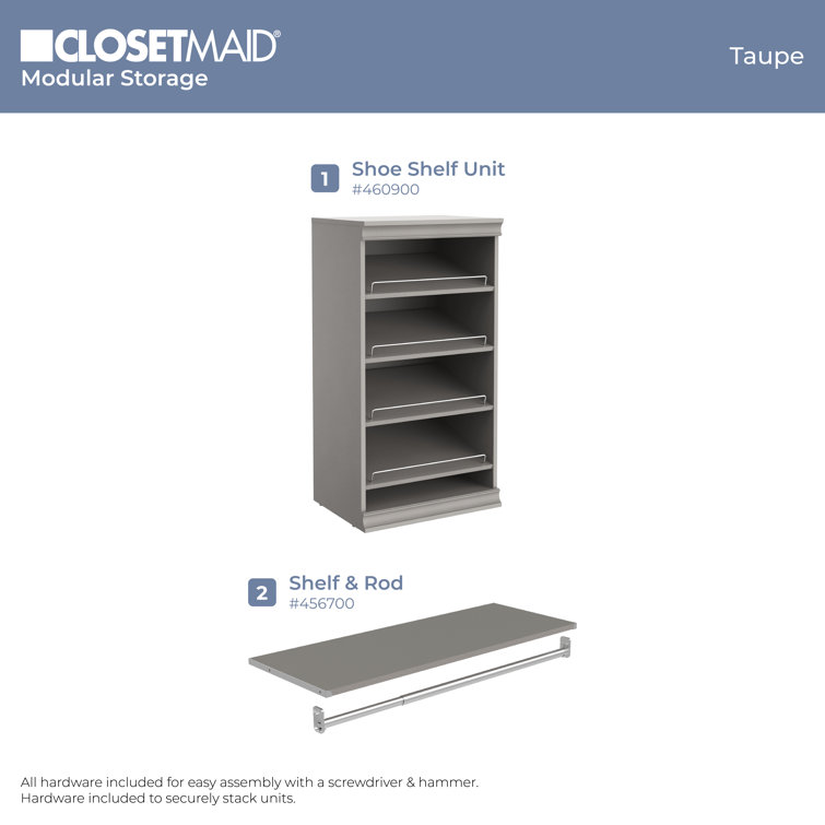 Taupe Modular Stackable Shoe Shelf with Metal Accents