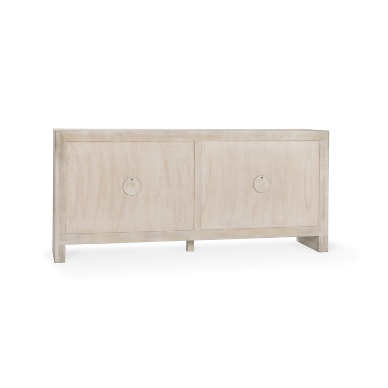 Ledro 82" Gray Mango Solid Wood Sideboard with Carved Foliage Motif