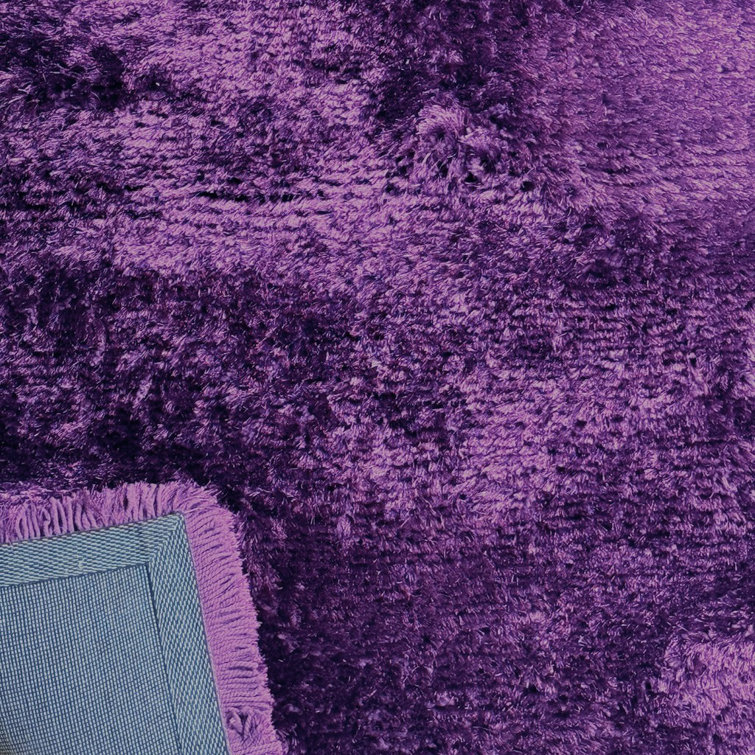 Handmade Purple Shag Rectangular 5' x 7' Polyester Rug