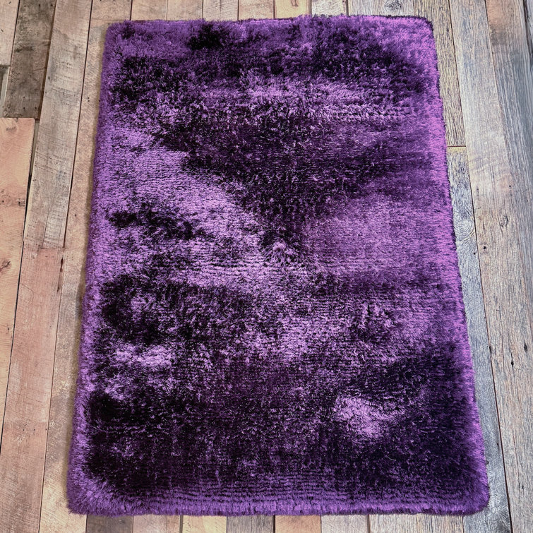 Handmade Purple Shag Rectangular 5' x 7' Polyester Rug