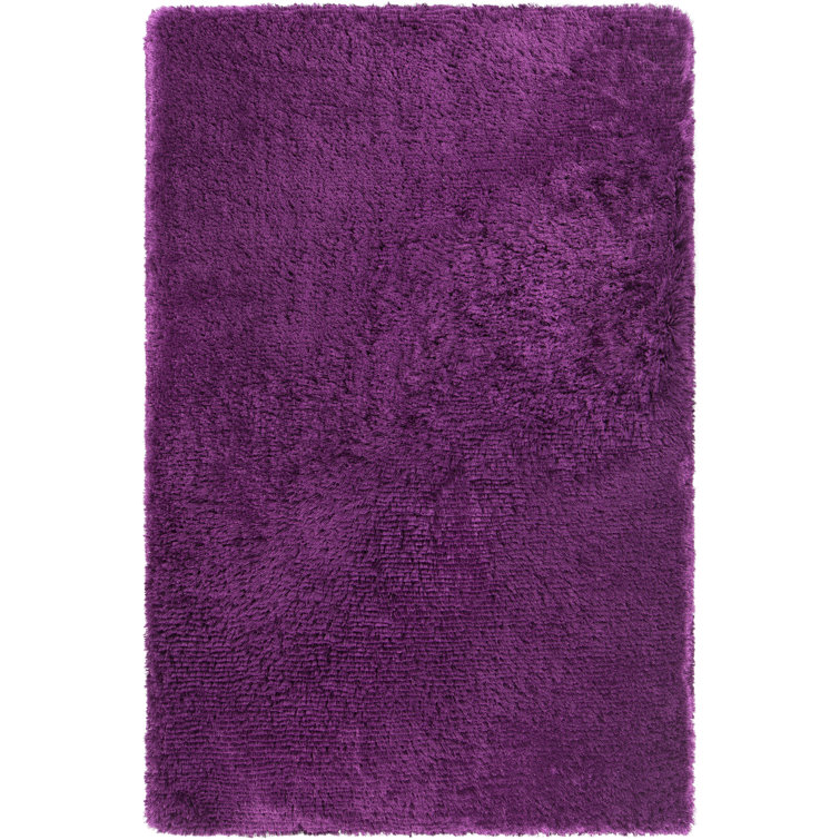 Handmade Purple Shag Rectangular 5' x 7' Polyester Rug