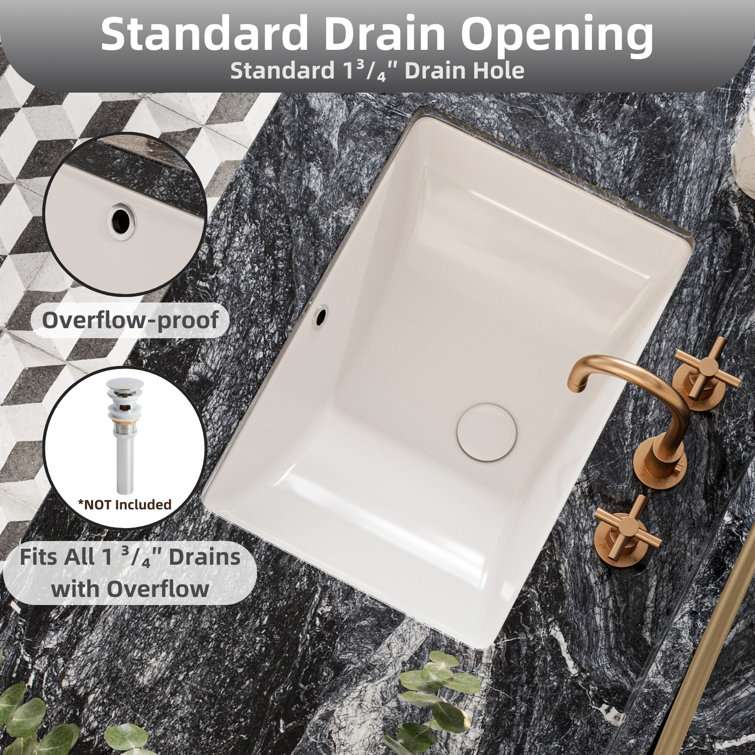 21" White Glossy Ceramic Rectangular Undermount Bathroom Sink