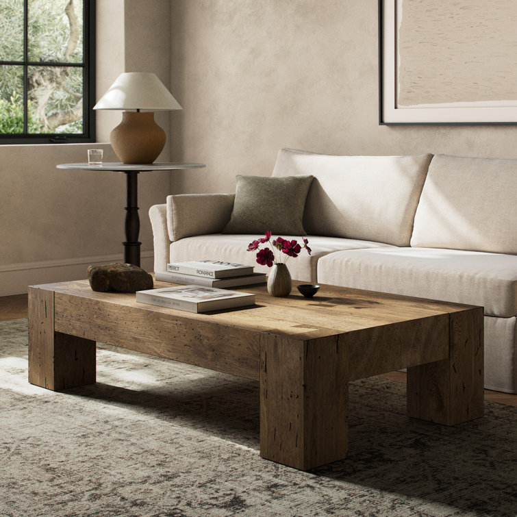Wesson 35'' Ebony Rustic Wormwood Oak Rectangular Coffee Table with Storage