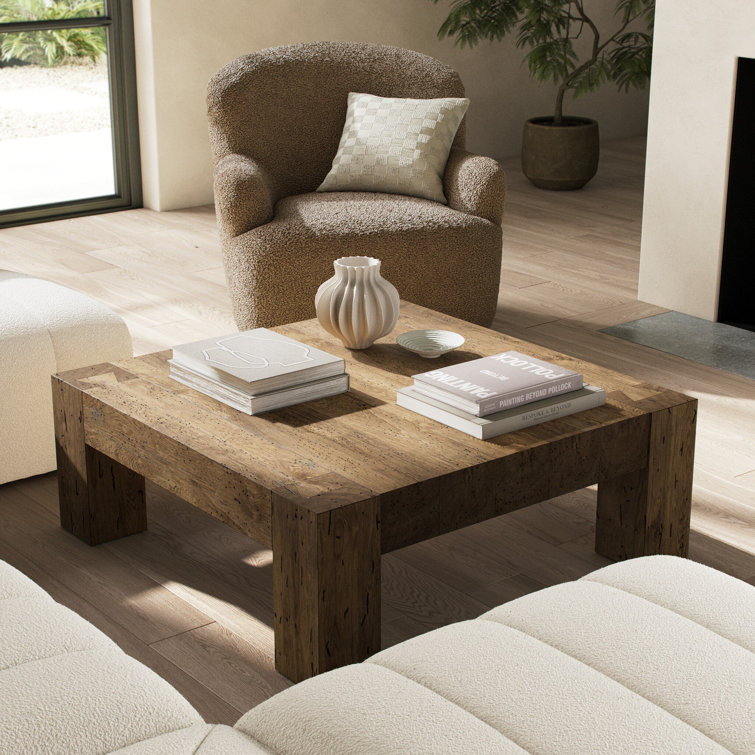 Rustic Wormwood Oak Square Coffee Table with Storage