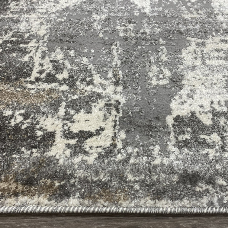 Gray and Beige 8' x 10' Abstract Synthetic Area Rug