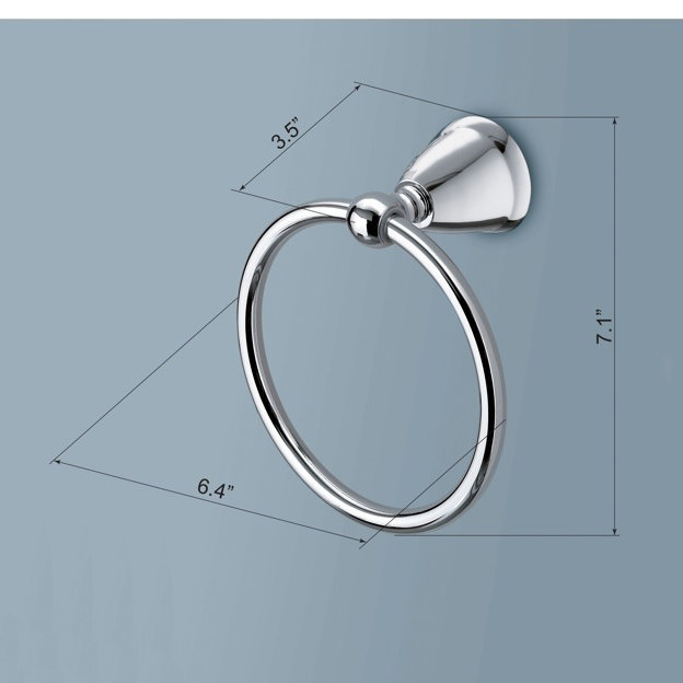Polished Chrome Modern Wall Mounted Towel Ring