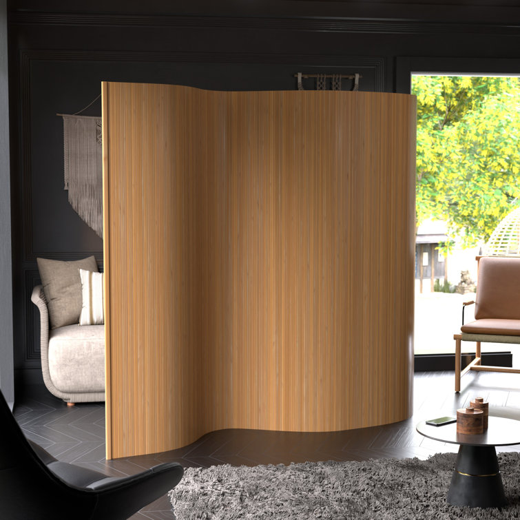 Natural Bamboo Wave Design Folding Room Divider