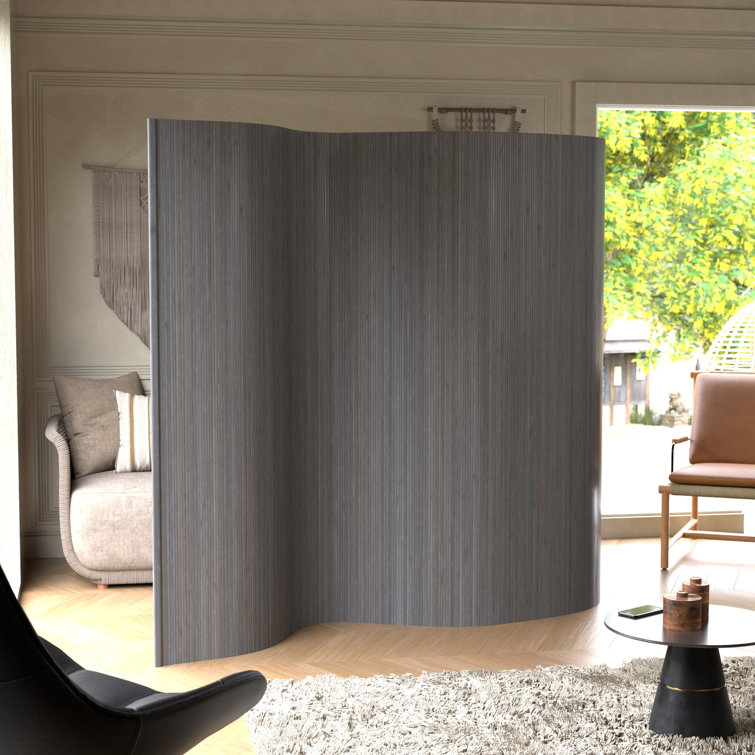 Gray Bamboo Wave 72.25" Room Divider Screen