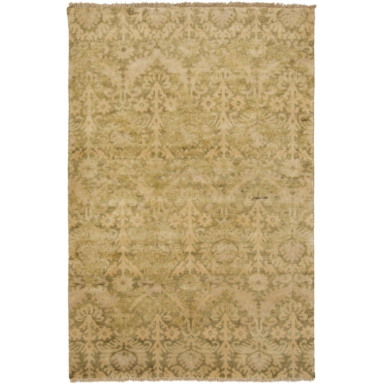 Hillcrest Olive Hand-Knotted Wool Oriental Area Rug 5'6" x 8'6"