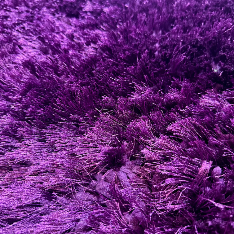 Handmade Purple Shag Rectangular 5' x 7' Polyester Rug