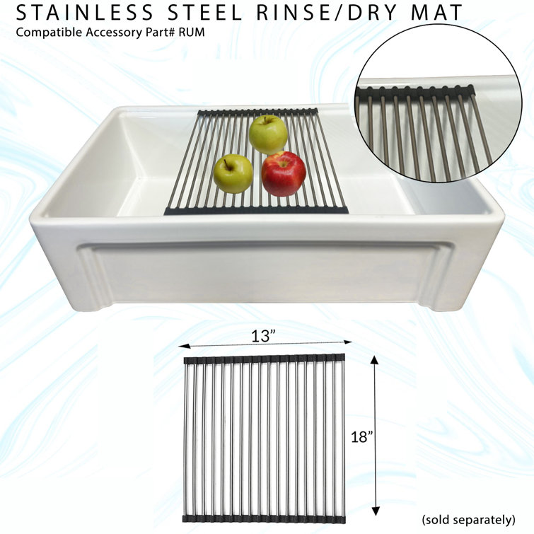 Cape 33'' White Fireclay Farmhouse Kitchen Sink with Cutting Board