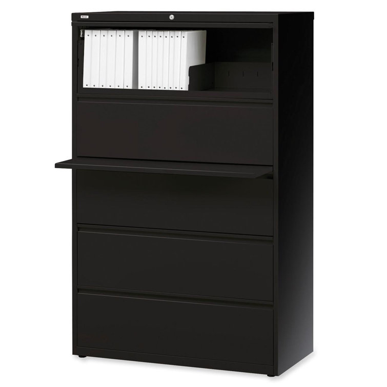 Essential 42'' Black Steel 5-Drawer Legal Size Lateral File Cabinet