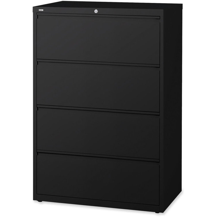 Black 4-Drawer Lockable Steel Lateral File Cabinet