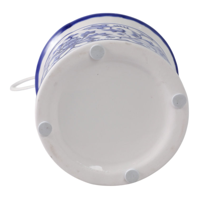 White and Blue Ceramic Chinoiserie Pagoda Bird House