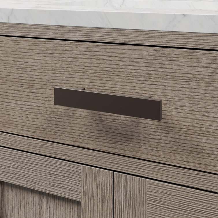 Gray Oak 72" Double Sink Vanity with Carrara White Marble Countertop