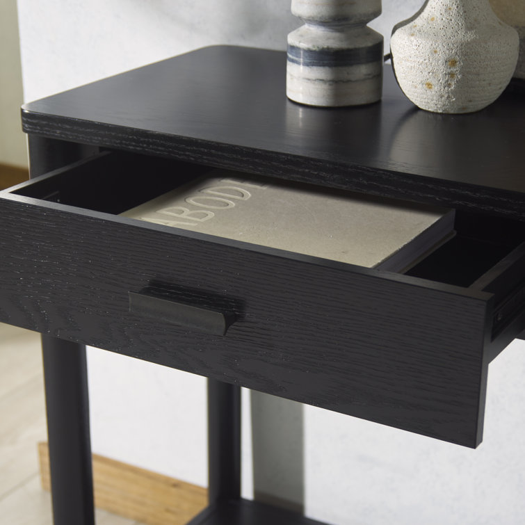 Jaylessa Black Wood and Metal Console Table with Storage