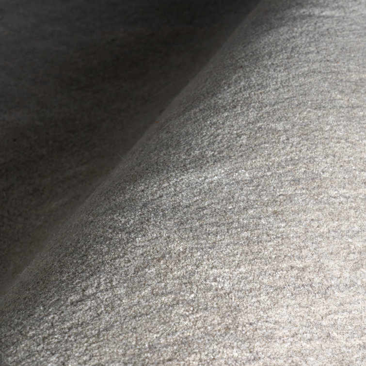 Dove Grey Handmade Wool and Viscose Rectangular Rug
