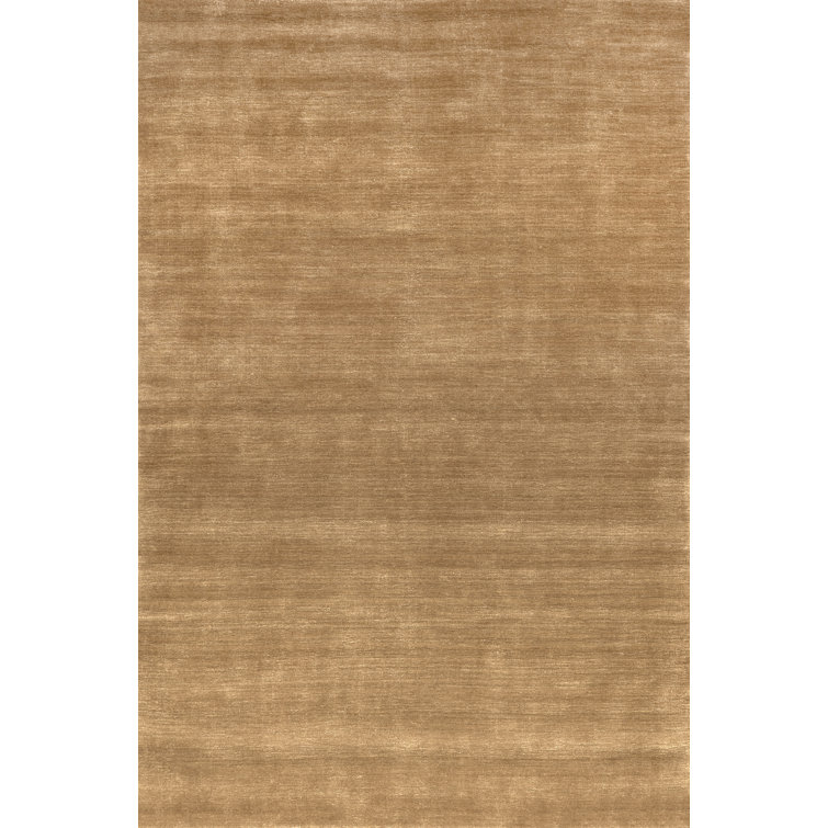 Handmade Wheat Solid Wool Rectangular Area Rug, 5' x 8'