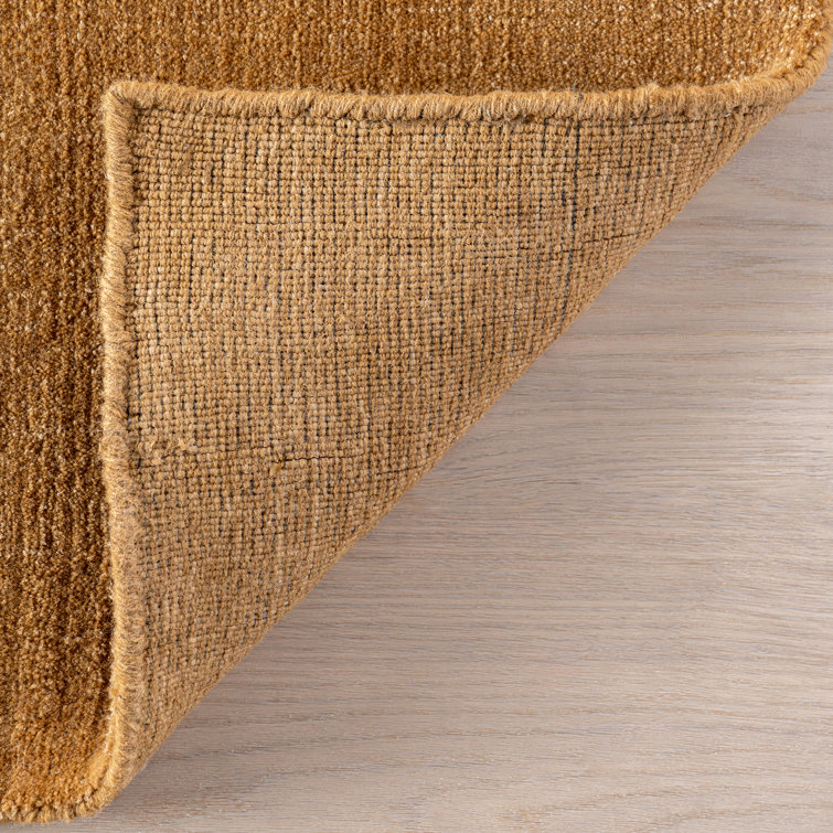 Handmade Wheat Solid Wool Rectangular Area Rug, 5' x 8'