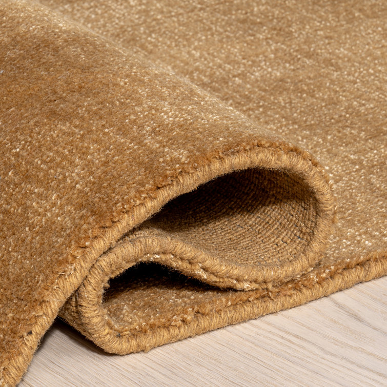 Handmade Wheat Solid Wool Rectangular Area Rug, 5' x 8'