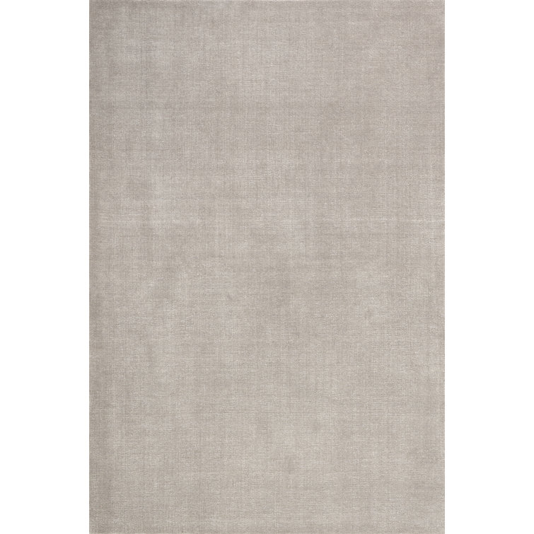 Dove Grey Handmade Wool and Viscose Rectangular Rug