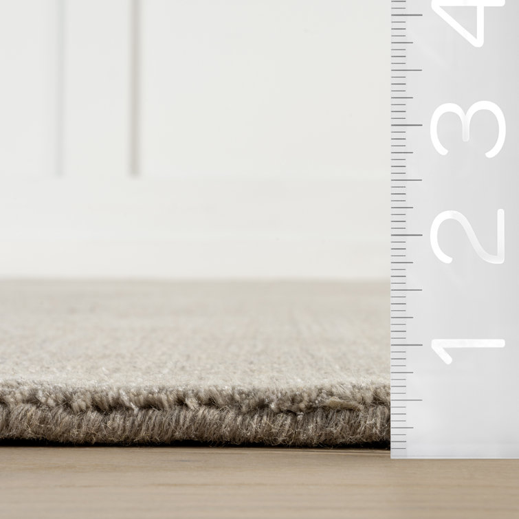 Dove Grey Handmade Wool and Viscose Rectangular Rug