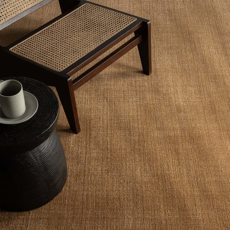 Handmade Wheat Solid Wool Rectangular Area Rug, 5' x 8'