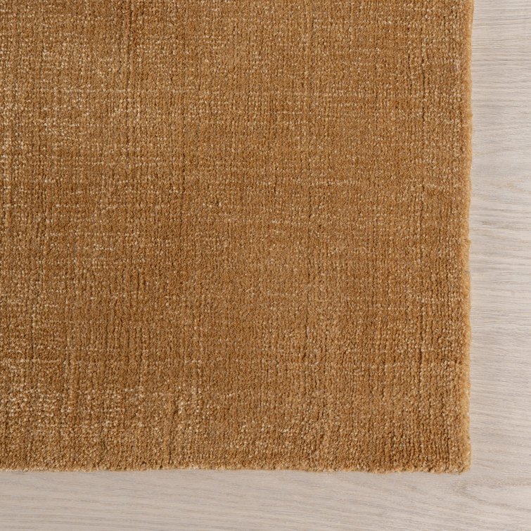 Handmade Wheat Solid Wool Rectangular Area Rug, 5' x 8'