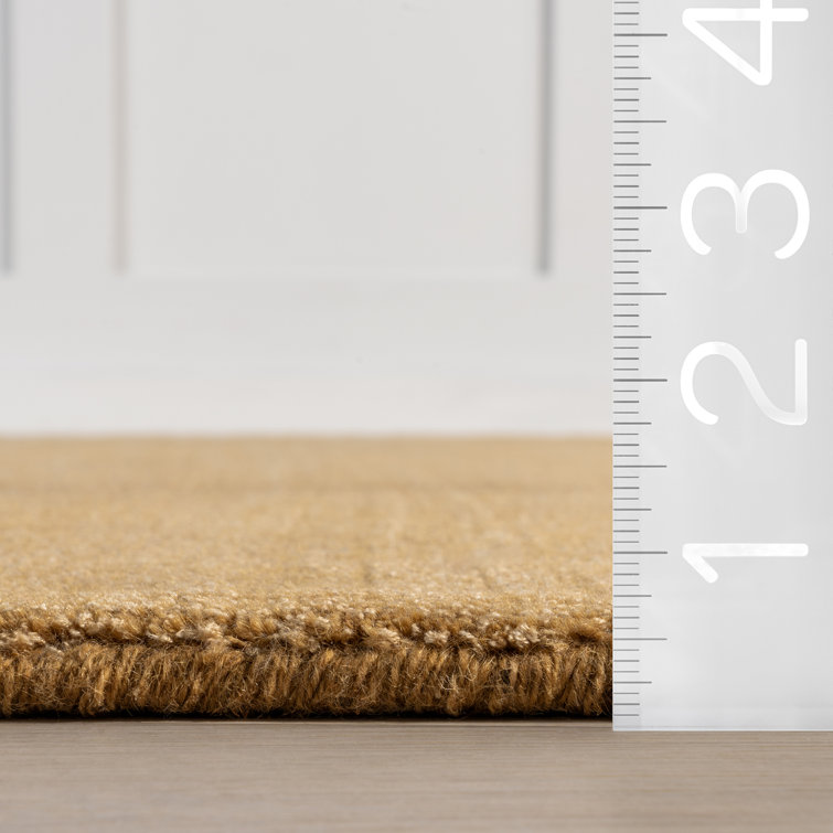 Handmade Wheat Solid Wool Rectangular Area Rug, 5' x 8'
