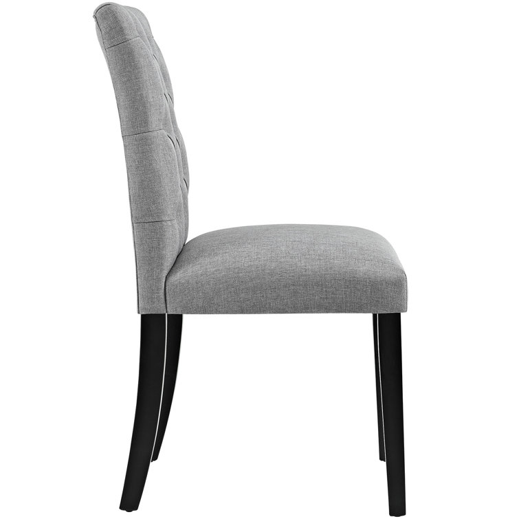 Elegant Light Gray Upholstered Parsons Side Chair with Wood Legs