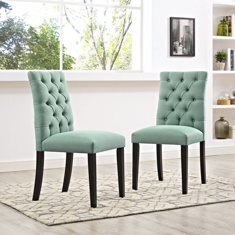 Laguna Blue Tufted Upholstered Parsons Side Chair