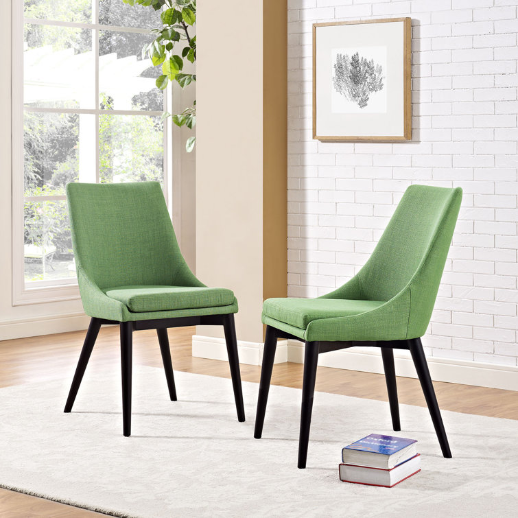 Kelly Green Viscount Upholstered Side Chair with Tapered Wood Legs