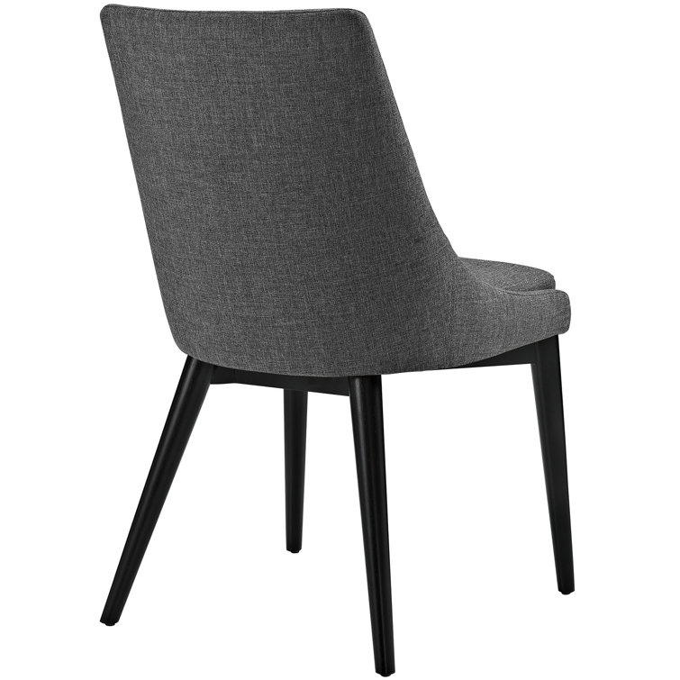 Sleek Gray Upholstered Dining Chair with Tapered Wood Legs