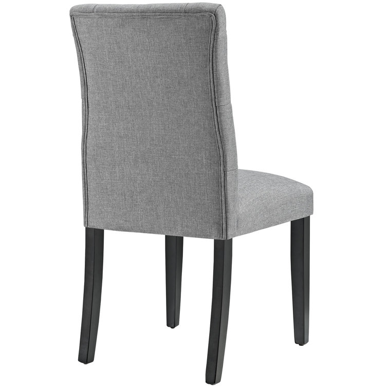 Elegant Light Gray Upholstered Parsons Side Chair with Wood Legs